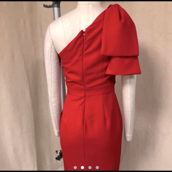 Lavish Alice Bow shoulder wrap midi dress - Picture 8 of 9